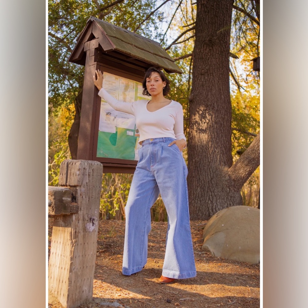 Wide Leg Denim Trousers
